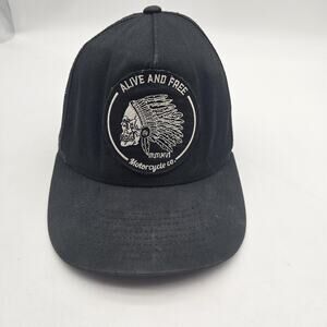 INDIAN Motorcycle Co Hat Cap Snap Back Black Trucker Patch Mesh Mens Alive Free